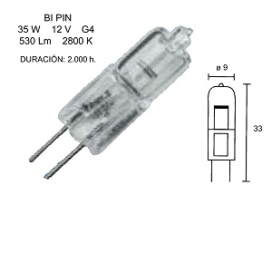 LAMP.HALG.2PIN 35W.12V. G 4 2600190