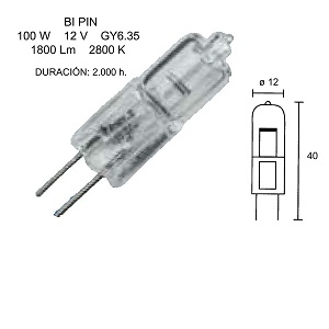 LAMP. 2PIN 100W.12V.GY 6,35 CLEAR RF:HI6012100 **